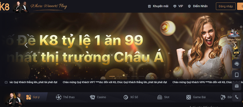 K8 &ndash; Thương hiệu nh&agrave; c&aacute;i tặng tiền hợp ph&aacute;p đ&aacute;ng tin cậy