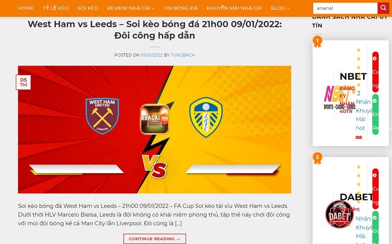 soi k&egrave;o Arsenal